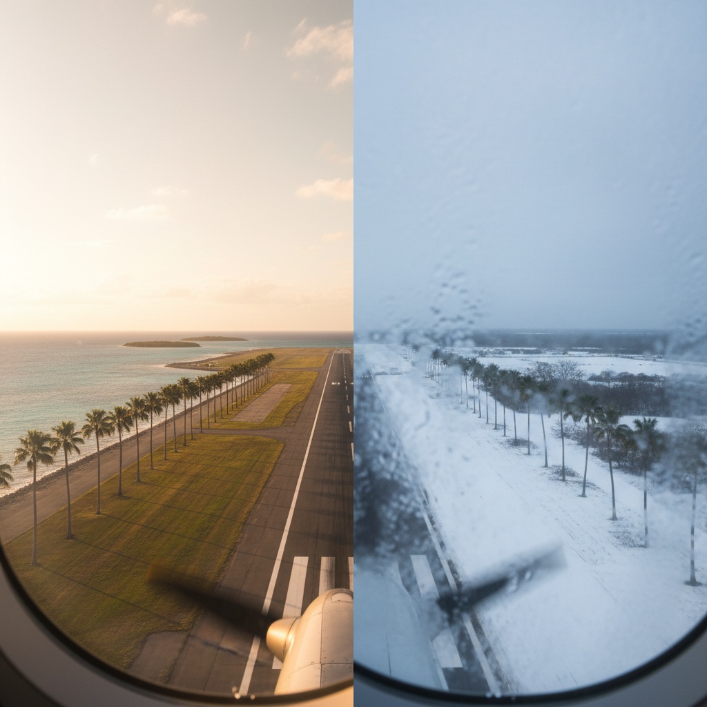 Plane descending into Puerto Rico from Chicago