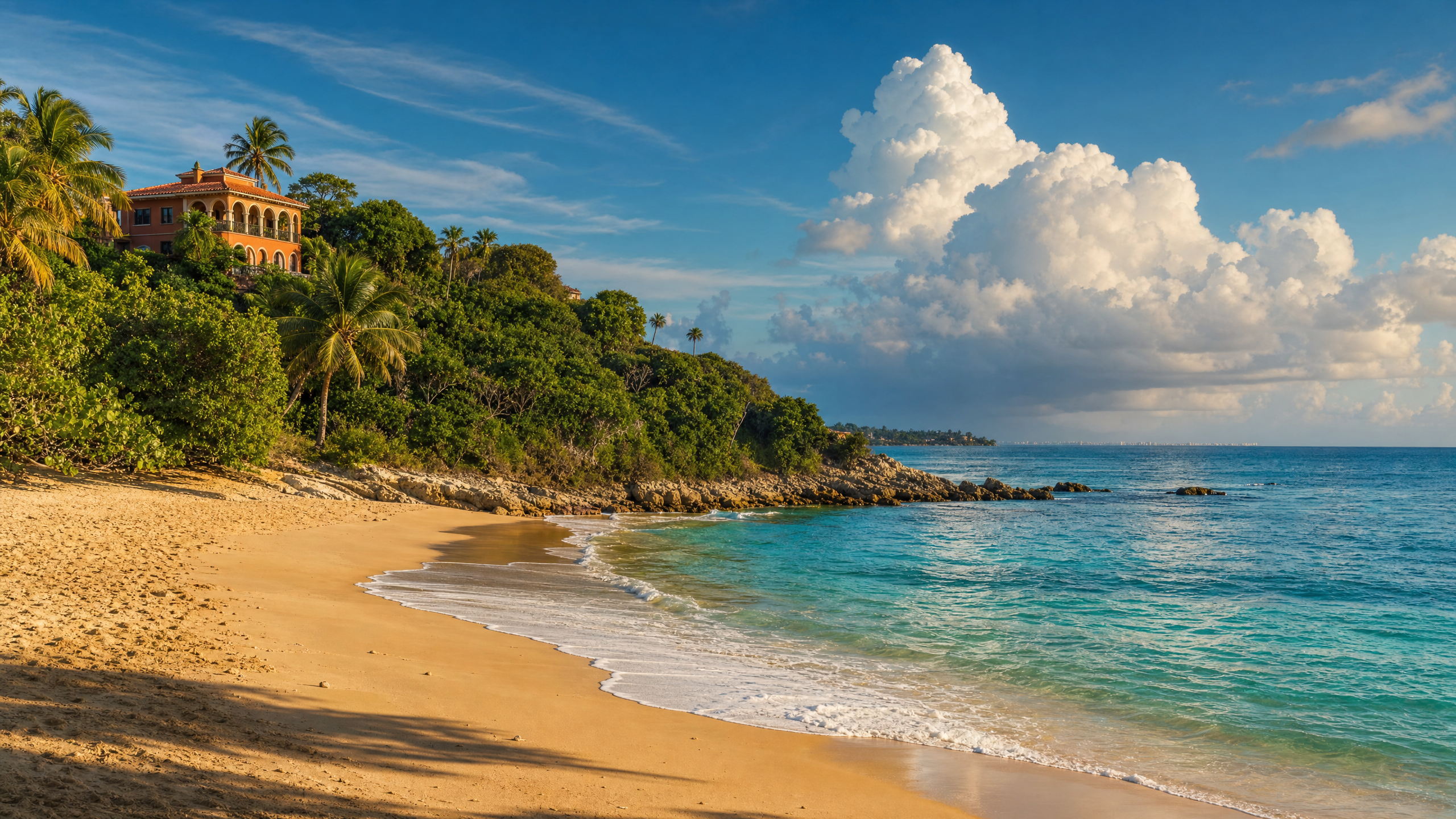 Puerto Rico southeast coast with dramatic summer clouds