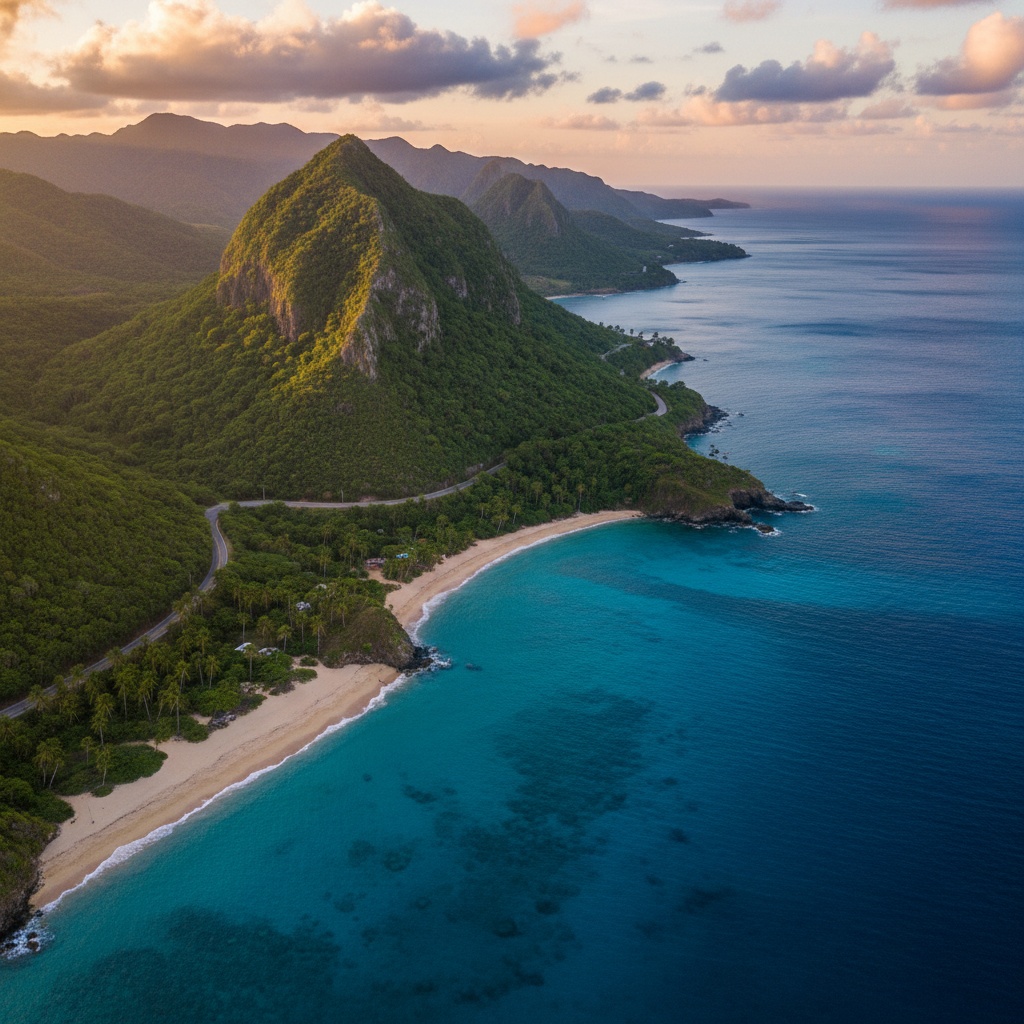 Aerial view of the southeast Puerto Rico coast